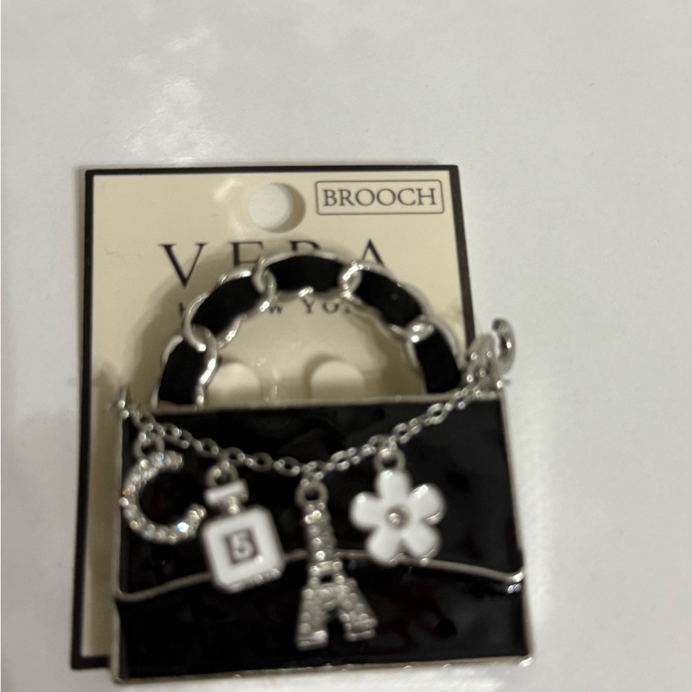 Black and Silver Charm Brooch